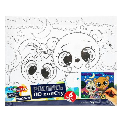 Картина по контурам холст на подрамнике 20х25 Мишка и зайка 6 цветов CANV20X25-113754 МультиАрт Картина по контурам холст на подрамнике 20х25 Мишка и зайка 6 цветов CANV20X25-113754 МультиАрт