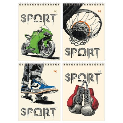 Блокнот 40 листов А5 клетка, гребень Hello sport 384168 BG 8/48 Б5гр40 06177