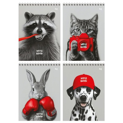 Блокнот 60 листов А5 клетка, гребень Животные в красном твердая подложка Б5гр60 06694 BG 12/48 385097 Блокнот 60 листов А5 клетка, гребень Животные в красном твердая подложка Б5гр60 06694 BG 12/48 385097