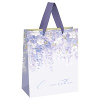 MESHU/Пакет бумажный ламинированный. Purple flowers 180 х 230 х 100 мм/MS_66134/