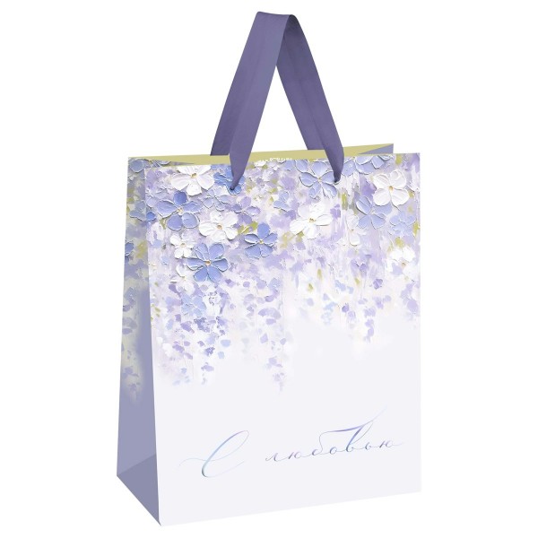 MESHU/Пакет бумажный ламинированный. Purple flowers 180 х 230 х 100/MS_66134/