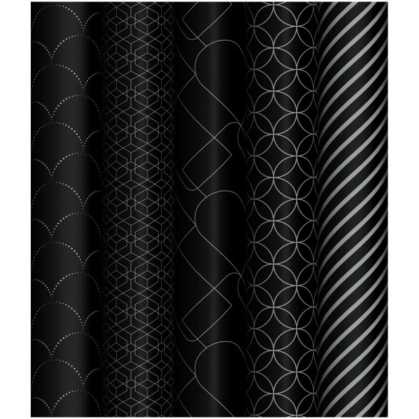 MESHU/Бумага упаковочная. Pattern on black 70 х 100 см/MS_53487/ассорти 5 дизайнов