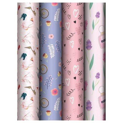 MESHU/Бумага упаковочная. Woman time 70 х 100 см/MS_62817/ассорти 4  дизайна