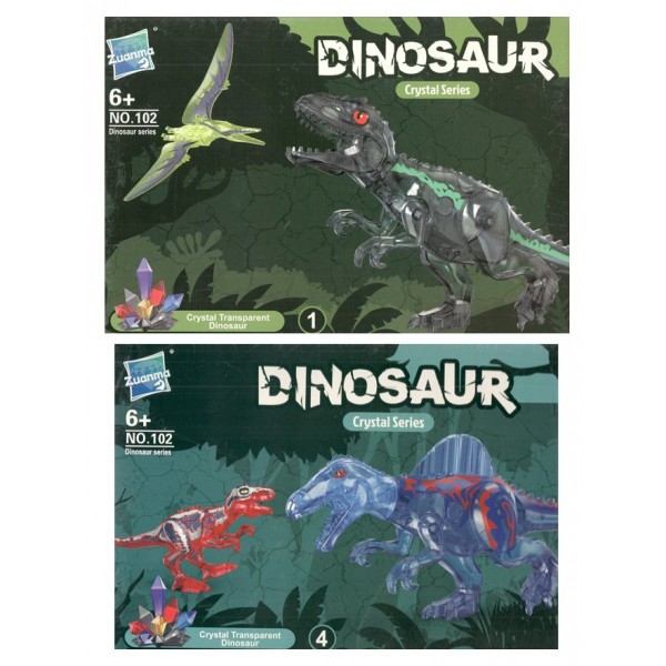 NoName Игрушка 102  Конструктор. Интересные динозавры. Серый - голубой 102 детали, ассорти KNS2214 Китай