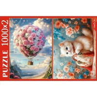 Рыжий кот Пазл 2000  Набор пазлов 2 в 1.  Нежные пазлы П1000-8819 Россия