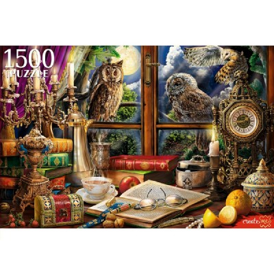 Рыжий кот Пазл 1500  Вечерний натюрморт с совами Ф1500-2861 Россия