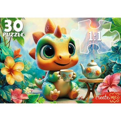 Рыжий кот Пазл 30  Динозаврик с чаем ПУ30-3178 Россия