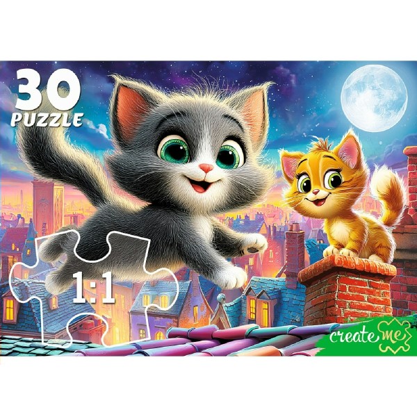 Рыжий кот Пазл 30  Котята на крыше ПУ30-3184 Россия