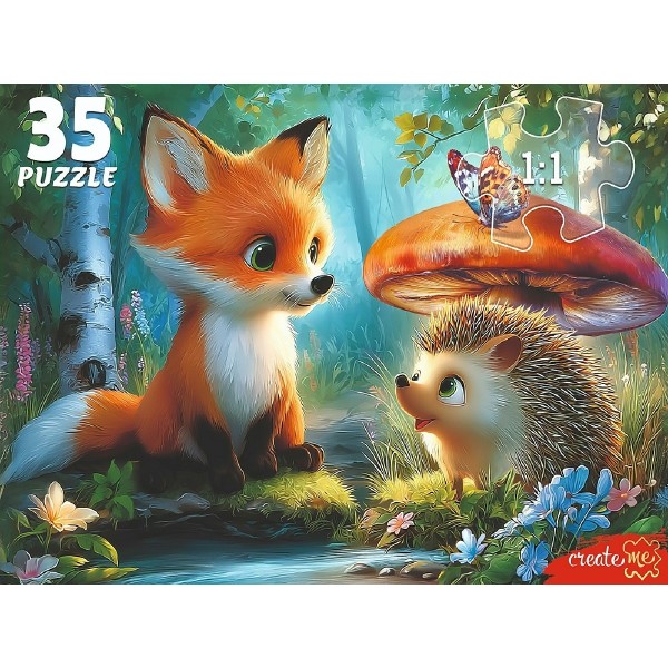Рыжий кот Пазл 35  Лиса и ежик Ф35-3424 Россия