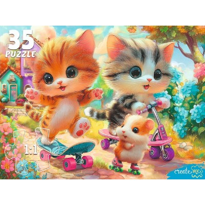 Рыжий кот Пазл 35  Спортивные котята Ф35-3427 Россия