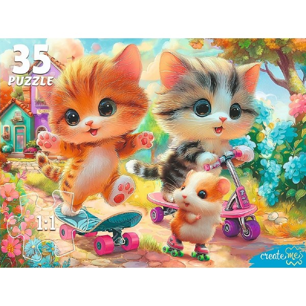 Рыжий кот Пазл 35  Спортивные котята Ф35-3427 Россия