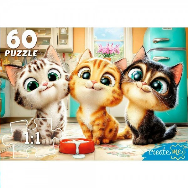 Рыжий кот Пазл 60  Котята на кухне ПУ60-3185 Россия