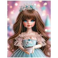 Мозаика алмазная холст на подрамнике 23х30 Куколка с капкейком блестящая, частичная выкладка, 10 цветов НД-1568 Рыжий кот