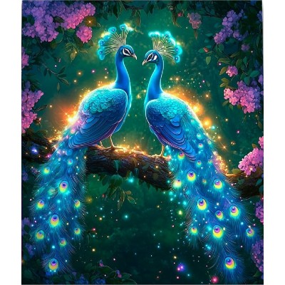 Мозаика алмазная холст на подрамнике 40х50 Волшебные павлины блестящая, полная выкладка, 30 цветов НД-1412 Рыжий кот