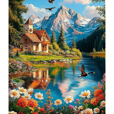 Мозаика алмазная холст на подрамнике 40х50 Тихий уголок у реки полная выкладка, 30 цветов НД-1288 Рыжий кот Мозаика алмазная холст на подрамнике 40х50 Тихий уголок у реки полная выкладка, 30 цветов НД-1288 Рыжий кот