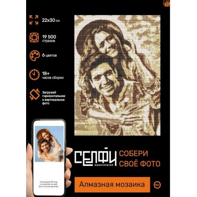 Мозаика алмазная холст на подрамнике 22х30 Селфиконструктор Ретро полная выкладка, 6 цветов, квадратные стразы СКА-2454 Рыжий кот