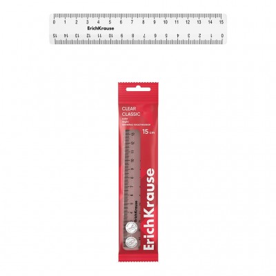 Линейка пластиковая 15см Clear прозрачная 52972 ErichKrause 20/240