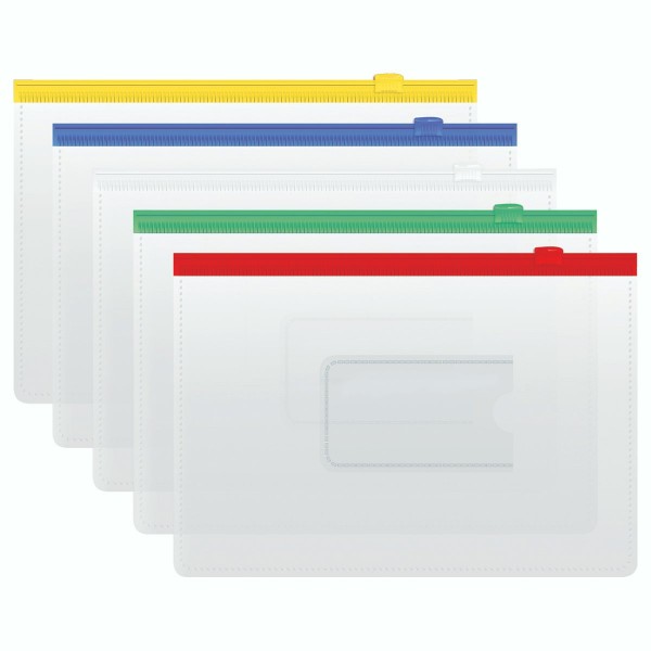 Папка на молнии А5 120мкм ZIP прозрачная, цветная молния, карман ММ-322111 Стамм  381062
