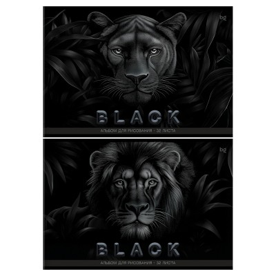 Альбом 32 листа для рисования А4 скрепка Просто черный 100г/м2 АР4ск32_лс_вл 08613 BG 4/32 378683