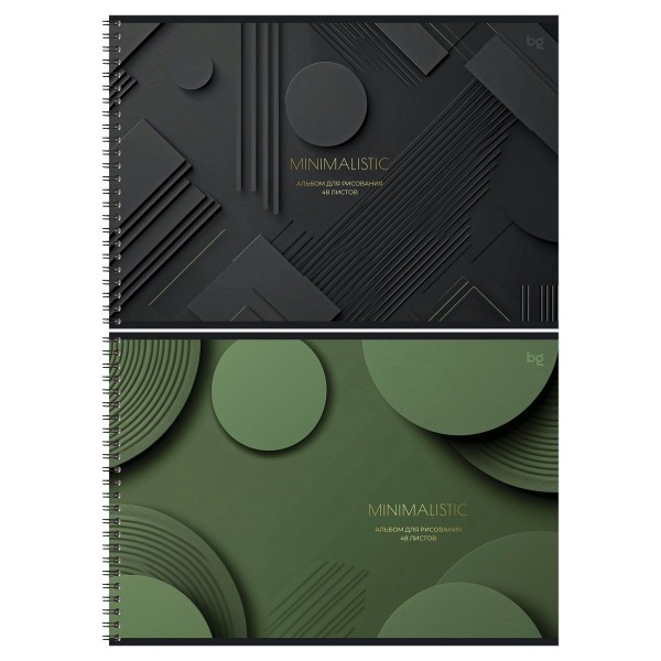 Альбом 48 листов для рисования А4 гребень Минимализм 100г/м2 АР4гр48_тф 08648 BG  378718