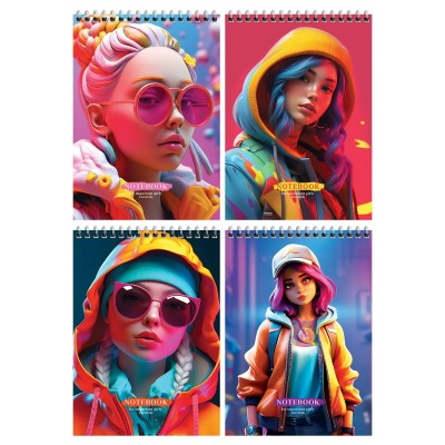 Блокнот 60 листов А5 клетка, гребень Important girl твердая подложка, 60г/м2 Б5гр60 12772 BG  361239