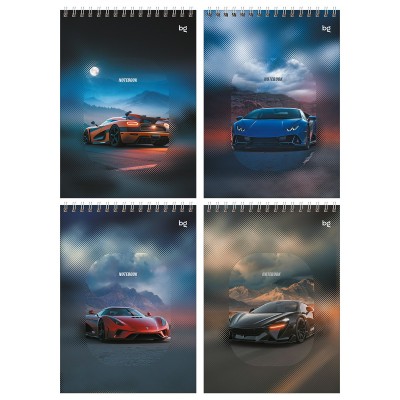 Блокнот 60 листов А5 клетка, гребень Sportcar твердая подложка, 60-65г/м2 Б5гр60 06544 BG  385089