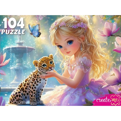 Рыжий кот Пазл 104  Принцесса с маленьким леопардом УК104-6617 Россия