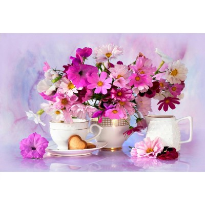 Мозаика алмазная холст без подрамника 30х40 Фиолетовый натюрморт полная выкладка, 30 цветов НД-2710 Рыжий кот