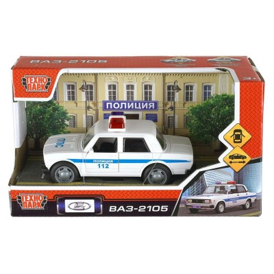 Технопарк Игрушка   Машина ВАЗ - 2105 Полиция 13,5 см, пластик, инерционная 2411A0105-R Китай