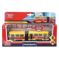 Технопарк Игрушка   Машина Трамвай с гармошкой 19 см, металл, открываются двери, инерционная SB-18-01WB(NO IC) (48) Китай