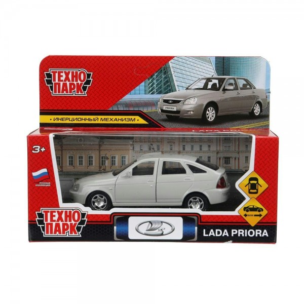 Технопарк Игрушка   Машина Lada Priora 12 см, металл, открываются двери, инерционная, серебристый перламутр PRIORA-12-SR Китай