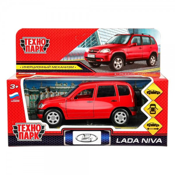 Технопарк Игрушка   Машина Lada Niva красный 12 см, металл, открываются двери, багажник, инерционная LADANIVA-12-RD-WOD Китай