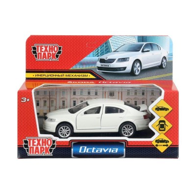 Технопарк Игрушка   Машина Skoda Octavia 12 см, металл, открываются двери, инерционная, белая OCTAVIA-12-WH (72) Китай