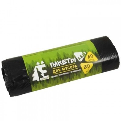 Хозяйственные товары Пакеты для мусора 60 литров 30шт Ё-Ромашка рулон 00-00008878   ЕЛР60-30/35