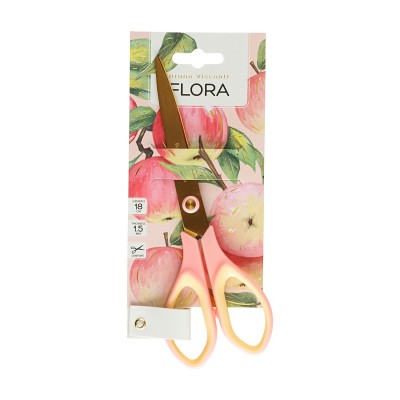 Ножницы канцелярские 18см Flora. Paradise. Яблоки золотые лезвия 60-0084 Bruno Visconti 12/240