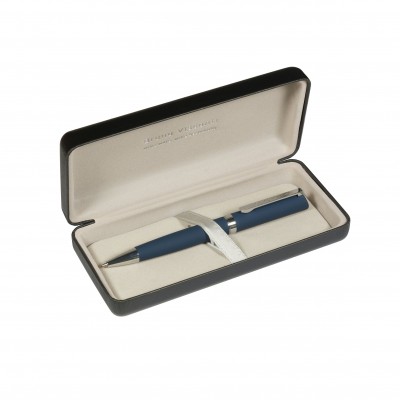 Ручка подарочная шариковая, поворотный механизм Milano синяя 1мм металлический синий корпус, черный футляр 20-0226-14 Bruno Visconti