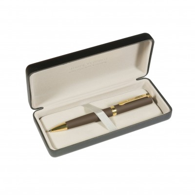 Ручка подарочная шариковая, поворотный механизм Milano синяя 1мм металлический коричневый корпус, черный футляр 20-0402-14 Bruno Visconti