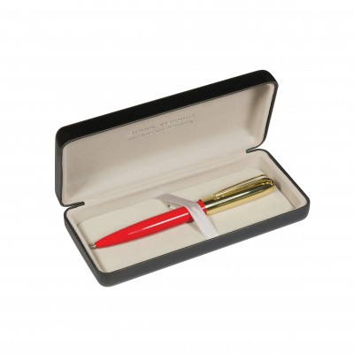 Ручка подарочная шариковая, поворотный механизм Napoli синяя, 1мм, металлический красный корпус, черный футляр 20-0383/04-14 Bruno Visconti