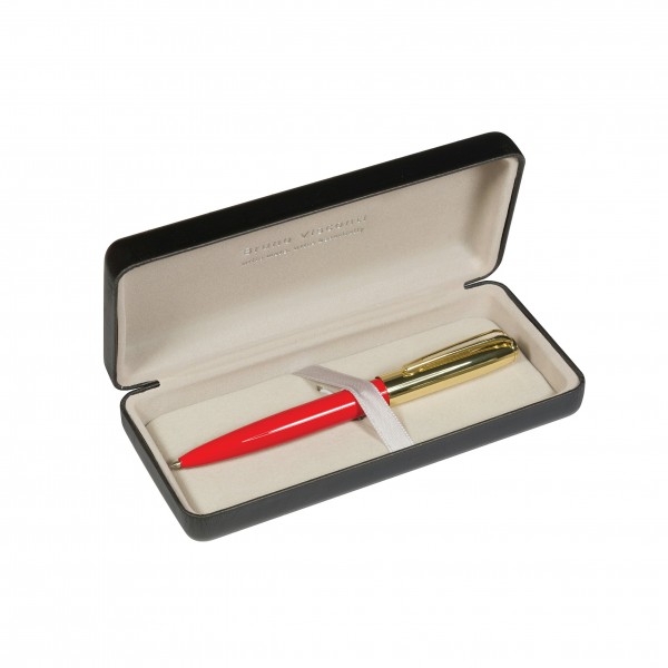 Ручка подарочная шариковая, поворотный механизм Napoli синяя, 1мм, металлический красный корпус, черный футляр 20-0383/04-14 Bruno Visconti