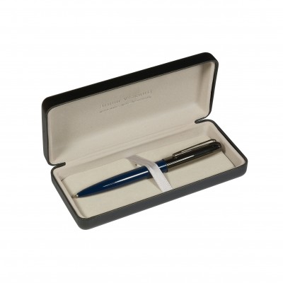 Ручка подарочная шариковая, поворотный механизм Napoli синяя, 1мм, металлический синий корпус, черный футляр 20-0383/02-14 Bruno Visconti