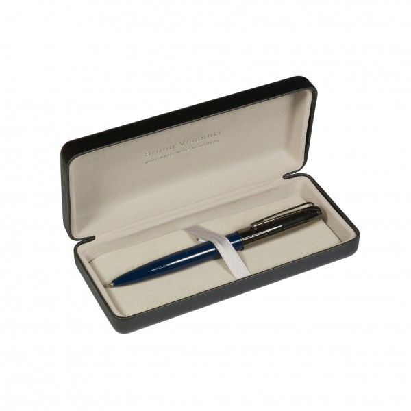 Ручка подарочная шариковая, поворотный механизм Napoli синяя, 1мм, металлический синий корпус, черный футляр 20-0383/02-14 Bruno Visconti