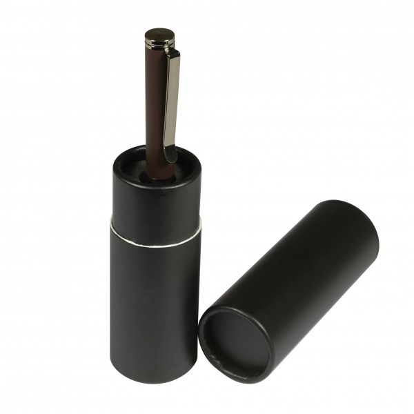 Ручка подарочная шариковая, поворотный механизм Venezia pragmatico синяя, 1мм, металлический коричневый корпус, футляр черный тубус 20-0384/02-12 Bruno Visconti