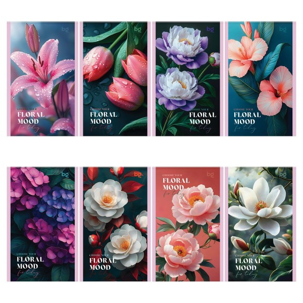 Блокнот 32 листа А6 клетка Цветочное настроение блестки Б6ск32_бл 09427 BG  380196