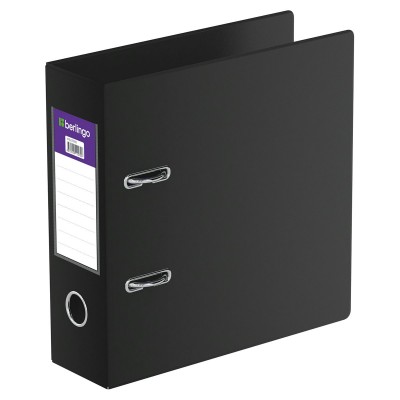 Папка регистратор А5 70мм ПВХ, карман на корешке, черный ATp_70510 Berlingo  262533