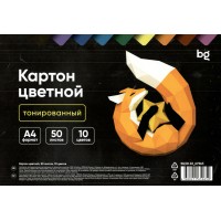 Картон цветной А4 50 листов 10 цветов немелованный КЦ50-10_67065 BG  384260