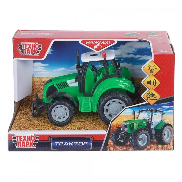 Технопарк Игрушка   Трактор 15 см, пластик, свет, звук, подвижные деали, инерционная 1901A101-R-GREEN (96 Китай