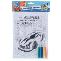 Картина по контурам на картоне объемная Hot wheels + 5 фломастеров VMP-128191 МультиАрт Картина по контурам на картоне объемная Hot wheels + 5 фломастеров VMP-128191 МультиАрт