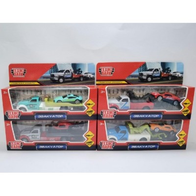 Технопарк Игрушка   Набор. Эвакуатор 15 см и 7 см, металл, свободный ход, подвижный прицеп и пандус 2301I0070-R (168) Китай ассортимент