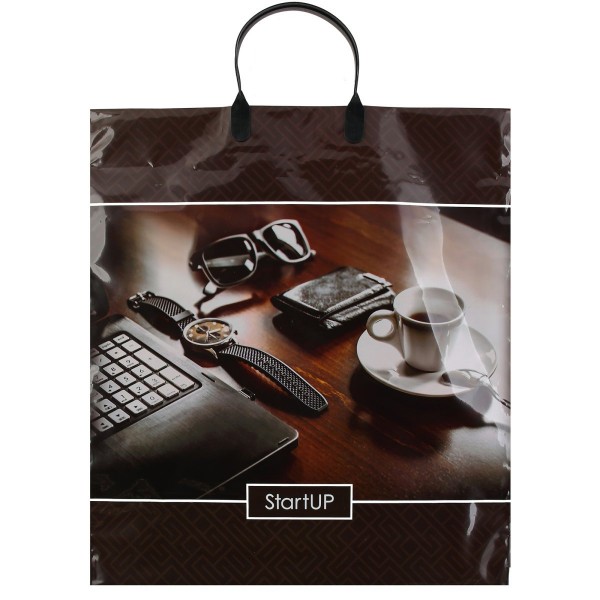 Интерпак/Пакет полиэтиленовый с пластиковой ручкой. Стартап 400 х 440/ПЛР66620/