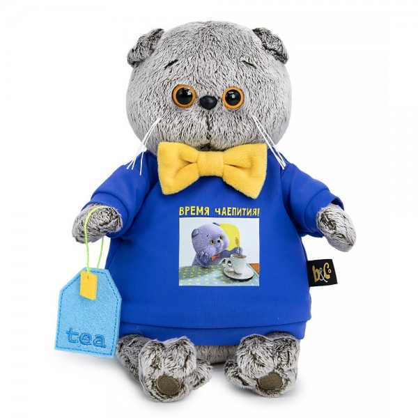 Budi Basa Игрушка   Кот Басик в свитшоте с принтом. Время чаепития мягкая, 19 см Ksm19-008 Россия